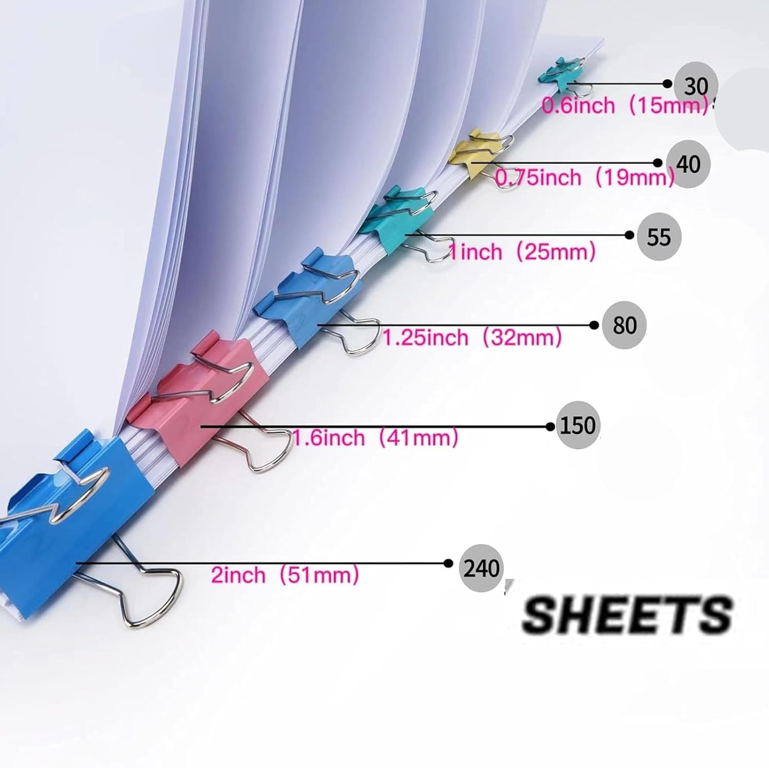 Foldback Clips, 40 Paper Clips - Binder Clip Assorted ulasan dan harga