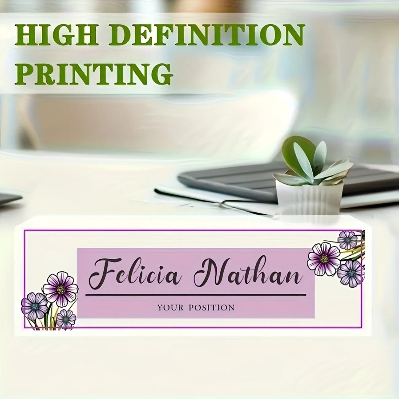 Elegant Pink‑Purple Floral Acr - Desk Name Plate ulasan dan harga