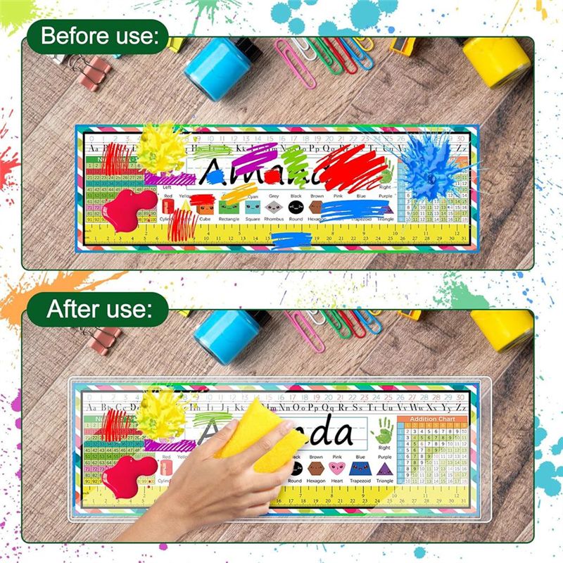 N34R-Clear Reusable Pocket Nam - Desk Name Plate ulasan dan harga
