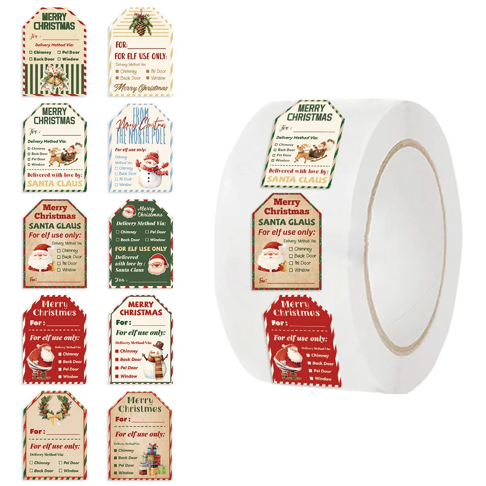 500Pcs Christmas Stickers Roll - Label Printer Tape ulasan dan harga