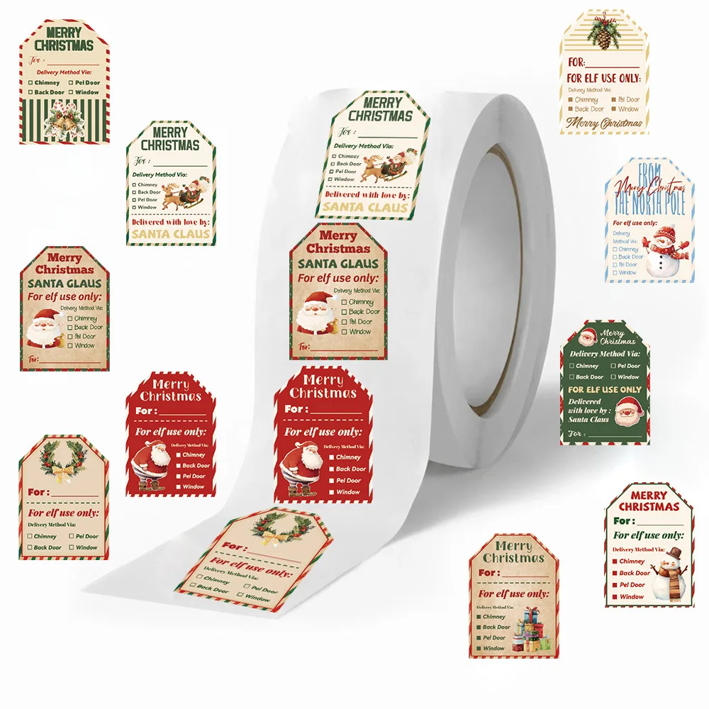500Pcs Christmas Stickers Roll - Label Printer Tape ulasan dan harga