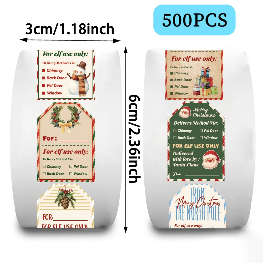 500Pcs Christmas Stickers Roll - Label Printer Tape ulasan dan harga